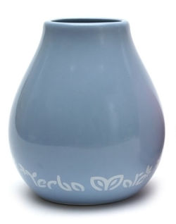 Keramisch mate licht blauw met opdruk "yerba mate"